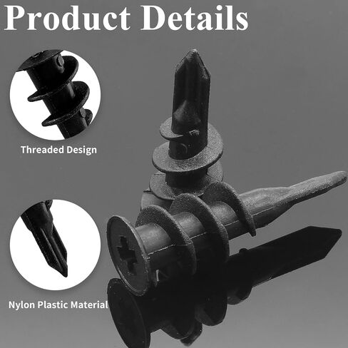 Kyuionty 30 Sets Plastic Self Drilling Drywall Anchors and Screws Kit, Self-Tapping Drywall Anchors with #6 x 1-1/4 Inch Screws (Black) in Saudi Arabia