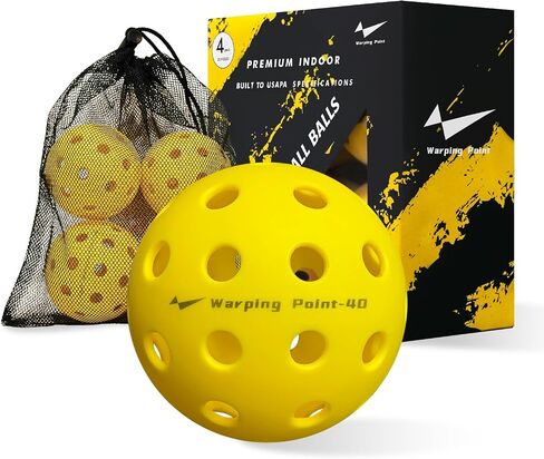 Warping Point Outdoor Pickleball Balls | 40 Holes | 4 Pack, 12 Pack | Meet USAPA Specifications | High Bounce Durable Practice Pickle Ball with Mesh Bag for Beginner Intermediate Player | Yellow in Saudi Arabia