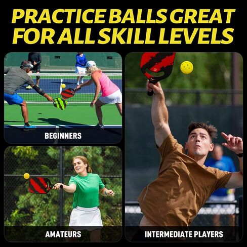Warping Point Outdoor Pickleball Balls | 40 Holes | 4 Pack, 12 Pack | Meet USAPA Specifications | High Bounce Durable Practice Pickle Ball with Mesh Bag for Beginner Intermediate Player | Yellow in Saudi Arabia