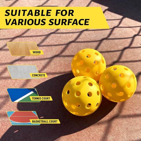 Warping Point Outdoor Pickleball Balls | 40 Holes | 4 Pack, 12 Pack | Meet USAPA Specifications | High Bounce Durable Practice Pickle Ball with Mesh Bag for Beginner Intermediate Player | Yellow in Saudi Arabia