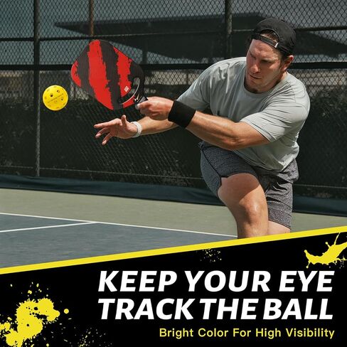 Warping Point Outdoor Pickleball Balls | 40 Holes | 4 Pack, 12 Pack | Meet USAPA Specifications | High Bounce Durable Practice Pickle Ball with Mesh Bag for Beginner Intermediate Player | Yellow in Saudi Arabia