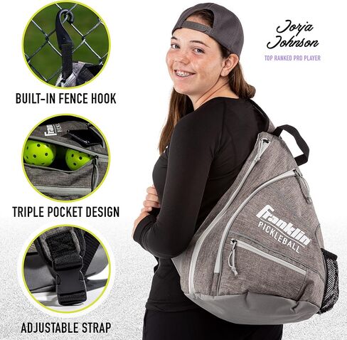 Franklin Sports Pickleball Bag - Men's and Women's Backpack - Official Adjustable Sling Bag of U.S Open Pickleball Championships - Gray/Gray in Saudi Arabia