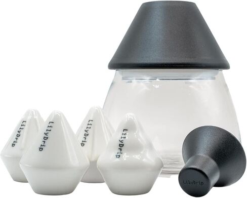 مجموعة ماكينة صنع القهوة من السيراميك من LilyDrip - 4 قطع منقطات سيراميك، ماكينة صنع القهوة بالتقطير اليدوية تخمر بشكل متساوٍ مع استخلاص أفضل، مجموعة منقطات القهوة تعمل على تحسين معدل التدفق، تناسب V60، أوريغامي - مجموعة in Kuwait