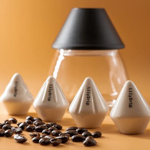مجموعة ماكينة صنع القهوة من السيراميك من LilyDrip - 4 قطع منقطات سيراميك، ماكينة صنع القهوة بالتقطير اليدوية تخمر بشكل متساوٍ مع استخلاص أفضل، مجموعة منقطات القهوة تعمل على تحسين معدل التدفق، تناسب V60، أوريغامي - مجموعة in Kuwait