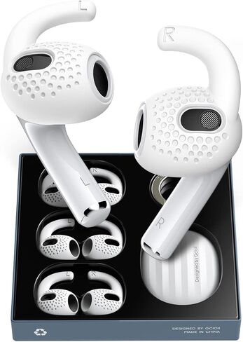 3 Pairs Ear Hooks Covers for AirPods Pro [Added Storage Pouch] Upgraded Anti-Slip Sports Ear Covers Accessories Compatible with Apple AirPods Pro (2019) (White) in Saudi Arabia