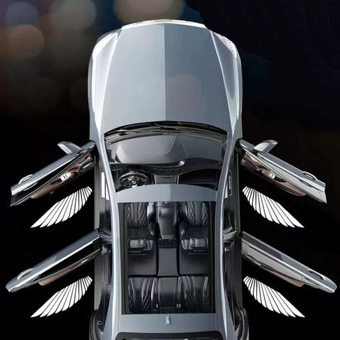 ESY CHECK مصابيح باب السيارة بشعار Angel Wings Logo Light، سيارة لاسلكية LED HD باب لاصق ضوء مجاملة متوافق مع جميع السيارات in Kuwait