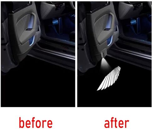 ESY CHECK مصابيح باب السيارة بشعار Angel Wings Logo Light، سيارة لاسلكية LED HD باب لاصق ضوء مجاملة متوافق مع جميع السيارات in Kuwait
