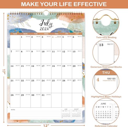 2024-2025 Calendar - Wall Calendar 2024-2025, 18 Monthly Wall Calendar from Jul. 2024 - Dec. 2025, 12" x 17", Perfect for Home & Office Planning in Kuwait