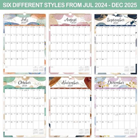 2024-2025 Calendar - Wall Calendar 2024-2025, 18 Monthly Wall Calendar from Jul. 2024 - Dec. 2025, 12" x 17", Perfect for Home & Office Planning in Kuwait