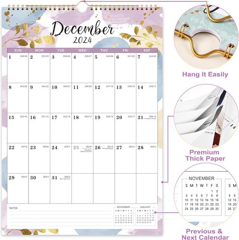2024-2025 Calendar - Wall Calendar 2024-2025, 18 Monthly Wall Calendar from Jul. 2024 - Dec. 2025, 12" x 17", Perfect for Home & Office Planning in Kuwait