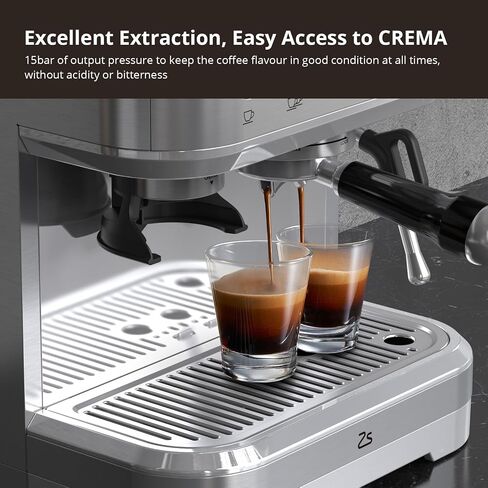 GARVEE Espresso Machine with Milk Frother, All in One Cappuccino Latte Coffee Maker for Home Barista, Built-In Bean Grinder, 85oz Removable Water Tank, Gifts for Dad, Mom, Coffee Lover in Saudi Arabia