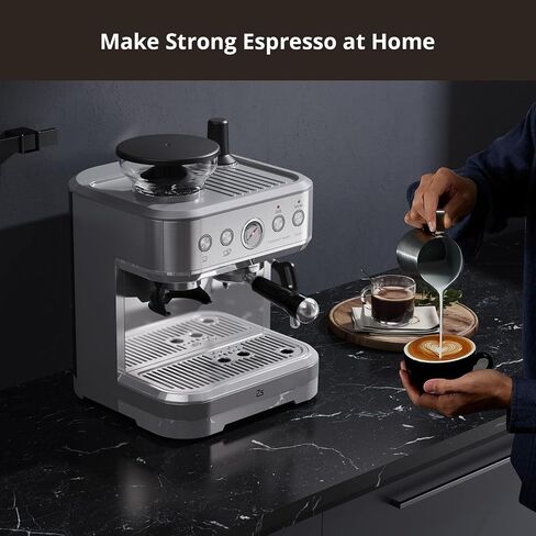 GARVEE Espresso Machine with Milk Frother, All in One Cappuccino Latte Coffee Maker for Home Barista, Built-In Bean Grinder, 85oz Removable Water Tank, Gifts for Dad, Mom, Coffee Lover in Saudi Arabia