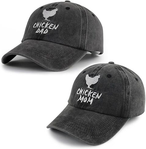 Kpainath 2PCS Chicken Dad and Chicken Mom Hat, Funny Adjustable Washed Cotton Embroidered Farm Baseball Cap in Saudi Arabia