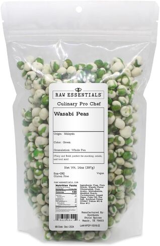 Wasabi Coated Green Peas - Fiery and Bold - Delicous Snack, Salad Topper, or Trail Mix Addition - Non-GMO, Gluten Free, Vegan - Large 14 Ounce Bag in Saudi Arabia