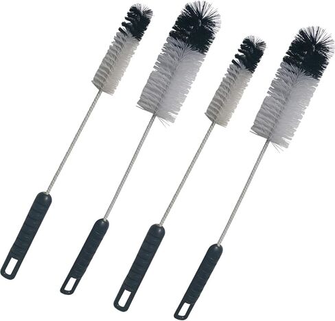 Bottle Brushes Thin Long Handle X 4, Soft Nylon Slim Wire Set | Big Small Bendable Flexible Utility Cleaner for Narrow Neck Water, Beer, Wine, Baby Bottles, Flasks, Pipes, Tubes & Hoses in Saudi Arabia