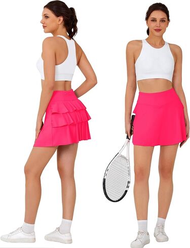 JACK SMITH Pleated Tennis Skirts for Women with Shorts 3 Pockets Golf Athletic Skort Tummy Control for Pickleball Running in Saudi Arabia