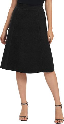Urban CoCo Women's A-Line Elastic High Waist Flare Work Midi Knee Length Stretchy Skirt in Saudi Arabia