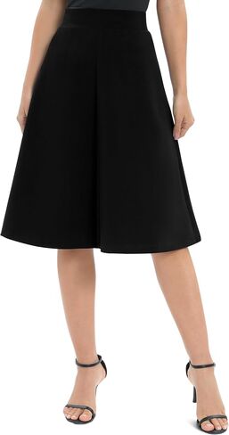 Urban CoCo Women's A-Line Elastic High Waist Flare Work Midi Knee Length Stretchy Skirt in Saudi Arabia