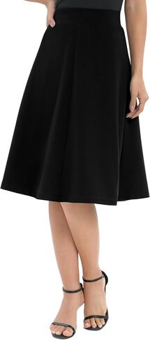 Urban CoCo Women's A-Line Elastic High Waist Flare Work Midi Knee Length Stretchy Skirt in Saudi Arabia