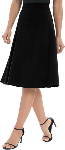 Urban CoCo Women's A-Line Elastic High Waist Flare Work Midi Knee Length Stretchy Skirt in Saudi Arabia