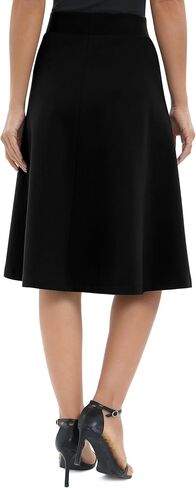 Urban CoCo Women's A-Line Elastic High Waist Flare Work Midi Knee Length Stretchy Skirt in Saudi Arabia