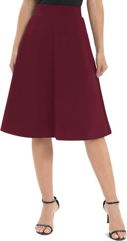 Urban CoCo Women's A-Line Elastic High Waist Flare Work Midi Knee Length Stretchy Skirt in Saudi Arabia