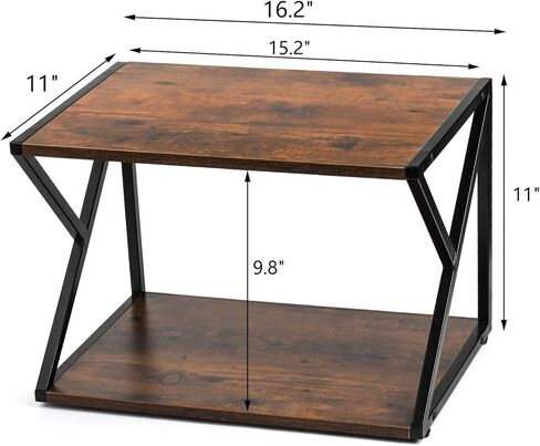 حامل طابعة سطح المكتب Lawei، رف أرفف خشبية للطابعة بطبقتين مع أقدام قابلة للتعديل مضادة للانزلاق، منظم مكتب لجهاز الفاكس والماسح الضوئي والملفات والكتب ورف تخزين المكتب وطاولة الطابعة تحت المكتب in Kuwait