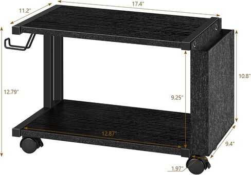 عربة طابعة ميلوس، حامل طابعة بطبقتين مع مساحة تخزين، رف حامل للطابعة المحمولة بعجلات، حامل طابعة تحت المكتب لجهاز الفاكس، ناسخة، ماسح ضوئي، طابعة، ماسح ضوئي، أبيض in Kuwait