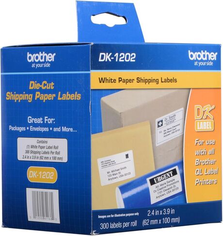 Brother Genuine DK-1202 3-Pack Die-Cut White Paper Shipping Labels for QL Printers & Genuine DK-1201 Die-Cut Standard Address Labels, 400 Labels per Roll, 3 Rolls – for Use with All QL in Saudi Arabia