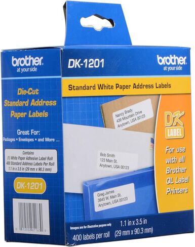 Brother Genuine DK-1202 3-Pack Die-Cut White Paper Shipping Labels for QL Printers & Genuine DK-1201 Die-Cut Standard Address Labels, 400 Labels per Roll, 3 Rolls – for Use with All QL in Saudi Arabia