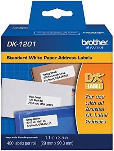 Brother Genuine DK-1202 3-Pack Die-Cut White Paper Shipping Labels for QL Printers & Genuine DK-1201 Die-Cut Standard Address Labels, 400 Labels per Roll, 3 Rolls – for Use with All QL in Saudi Arabia