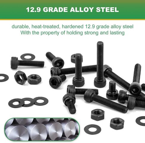 FOLIV 700PCS M3 x 5/6/8/10/12/14/16/18/20/25/30mm Button Hex Head Cap Screws M3 Metric Machine Screws Bolts Nuts Washer Assortment Kit, 10.9 Grade Alloy Steel in Saudi Arabia
