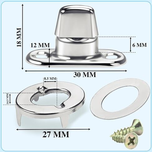 12 Sets Marine Grade Twist Lock Fasteners -Nickel-Zinc Plated Rotating Button Fasteners for Canvas, Marine Fasteners Rotating Button Mounting Screws (12) in Kuwait
