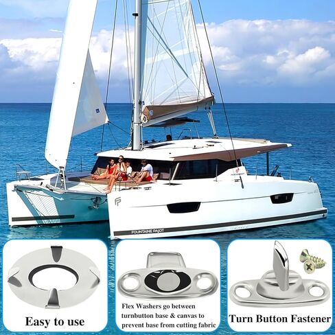 12 Sets Marine Grade Twist Lock Fasteners -Nickel-Zinc Plated Rotating Button Fasteners for Canvas, Marine Fasteners Rotating Button Mounting Screws (12) in Kuwait