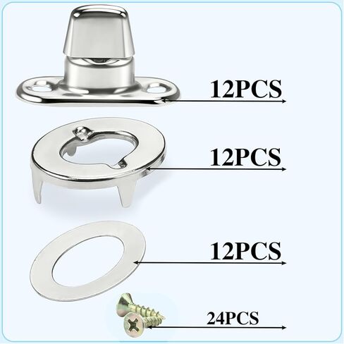 12 Sets Marine Grade Twist Lock Fasteners -Nickel-Zinc Plated Rotating Button Fasteners for Canvas, Marine Fasteners Rotating Button Mounting Screws (12) in Kuwait