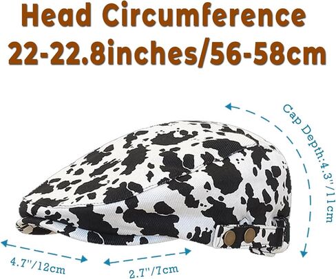 HENWASAI Cow Print Cabbie Hat for Women Men Vintage Cow Newsboy Cap Cotton Gatsby Hat Teens Ivy Flat Cap for Spring,Fall in Saudi Arabia