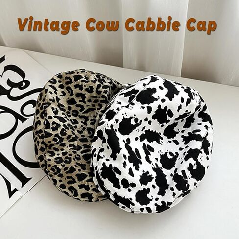 HENWASAI Cow Print Cabbie Hat for Women Men Vintage Cow Newsboy Cap Cotton Gatsby Hat Teens Ivy Flat Cap for Spring,Fall in Saudi Arabia