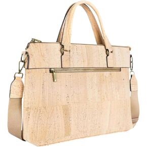 حقيبة كمبيوتر محمول من الفلين البرتغالي الطبيعي، حقيبة جلدية نباتية، حقيبة مراسلة احترافية مقاس 15.6 بوصة مع حجرة مبطنة، حزام قابل للتعديل، 14.96 × 11.02 × 2.36 بوصة in Kuwait