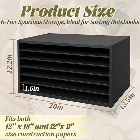 Prolee Construction Paper Organizer 20" x 13.5" x12.2",Soild Wooden Paper Organizer with 6-Tier Letter Trays, Desktop File Papers Sorter for Home, Classroom and Office (Walnut) in Saudi Arabia