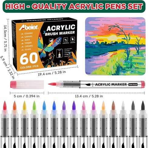 أقلام طلاء أكريليك 120 لونًا، أقلام طلاء ذات أطراف فرشاة ناعمة مع نظام تحكم تلقائي بالحبر، أقلام طلاء أكريليك مقاومة للماء سريعة الجفاف لليقطين والخشب والمعادن والقماش والرسم الصخري مع الحرف اليدوية اليدوية in Saudi Arabia