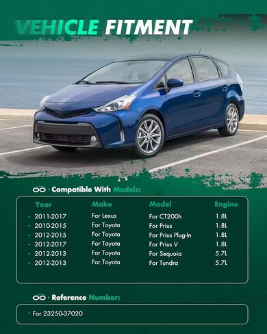مجموعة الحقن، حاقن الوقود SCITOO ذو 12 فتحة مناسب لـ 2011-2015 لسيارة Lexus CT200h 1.8L، 2010-2015 لـ Prius 1.8L، 2012-2015 لـ Prius Plug-In 1.8L، 2012-2015 لـ Prius V 1.8L، مجموعة من 4 in Kuwait