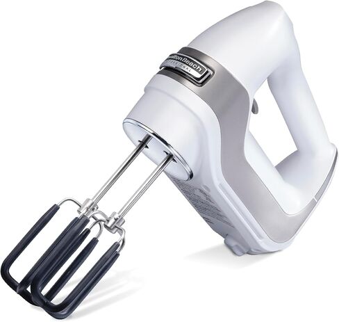 Hamilton Beach Professional 7-Speed Digital Electric Hand Mixer with High-Performance DC Motor, Slow Start, Snap-On Storage Case, SoftScrape Beaters, Whisk, Dough Hooks, White (62656) in Kuwait