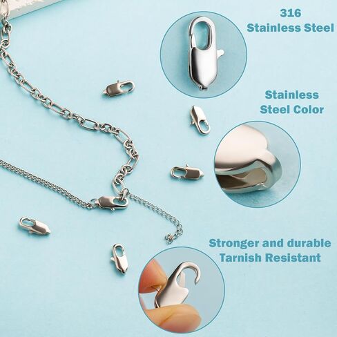 20PCS Lobster Claw Clasps, 316 Stainless Steel Lobster Clasps, Jewelry Clasps for Handmade Necklace, Bracelet, Keychains, DIY Jewelry Making Supplies(12mm,17mm) in Saudi Arabia