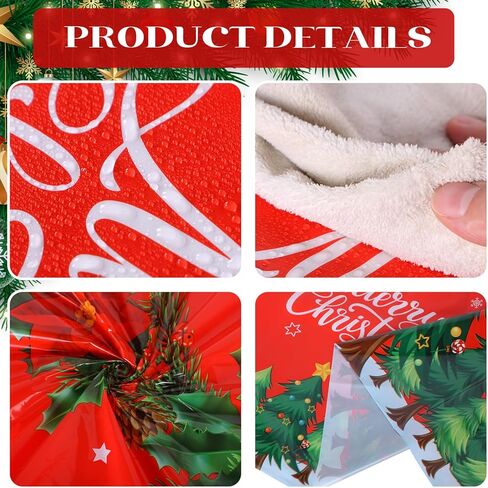 Oudain 6 Pcs Christmas Tablecloth 54 x 108 Inch Rectangle Table Cover Plastic Xmas Table Cloth with Merry Christmas Tree Pattern for Christmas Winter Holiday Party Supplies(Red) in Saudi Arabia