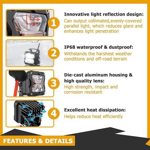 WeiSen Ditch Hood Light Mounting Brackets Kit with 3 Inch LED Light Pods Wiring Harness Compatible with Toyota 4Runner 2003-2009 in Saudi Arabia