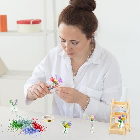 مجموعة باقة زهور مطرزة للمبتدئين: ديكور منزلي يمكنك صنعه بنفسك مع حامل مزهرية صغير وفيديو تعليمي - حرفة تخفيف التوتر للبالغين، ديكور مكتب، هدية عيد ميلاد للنساء in Kuwait