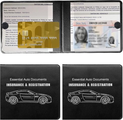 قطعتان من حامل تسجيل السيارة والتأمين، منظم صندوق القفازات المقاوم للماء لبطاقات السيارات مع إغلاق، حامل مستندات منظم لأوراق السيارة لمعظم السيارات (السيارة الكبيرة، بني) in Kuwait