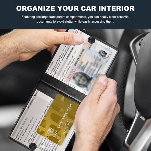 قطعتان من حامل تسجيل السيارة والتأمين، منظم صندوق القفازات المقاوم للماء لبطاقات السيارات مع إغلاق، حامل مستندات منظم لأوراق السيارة لمعظم السيارات (السيارة الكبيرة، بني) in Kuwait