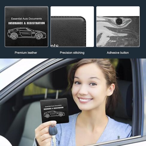 قطعتان من حامل تسجيل السيارة والتأمين، منظم صندوق القفازات المقاوم للماء لبطاقات السيارات مع إغلاق، حامل مستندات منظم لأوراق السيارة لمعظم السيارات (السيارة الكبيرة، بني) in Kuwait