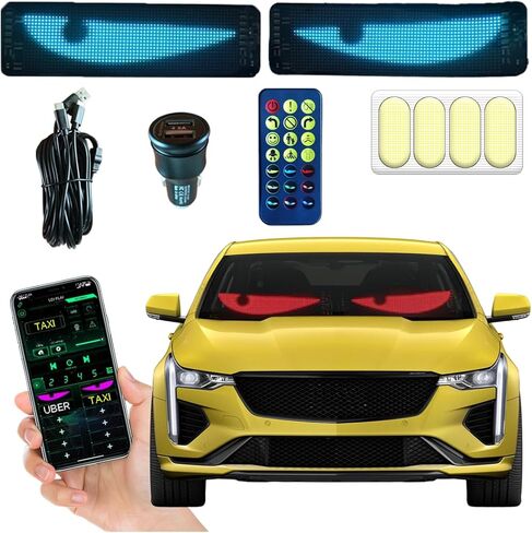 LED Devil's Eyes 2PCS Pack: Dual ojos led para carro (14x4 inch) – Programmable USB Power RGB Display for Cars, SUVs & Trucks | Easy Sync with Remote & App Settings in Saudi Arabia